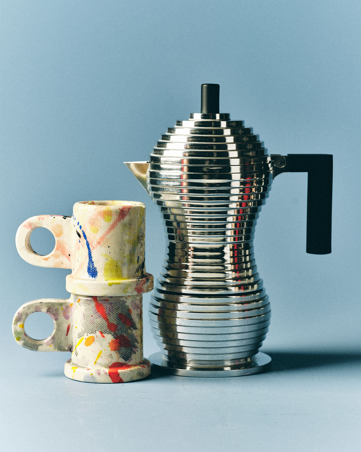 Alessi Pulcina Stove Top Espresso Maker in Black